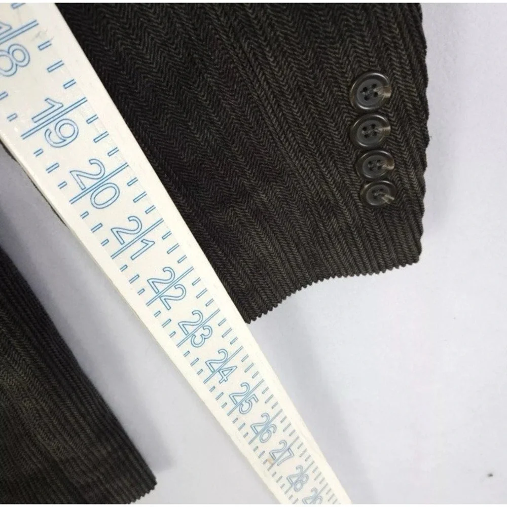 Chaps Ralph Lauren Sport Coat Mens 44R Brown Herringbone Corduroy Blazer Cotton